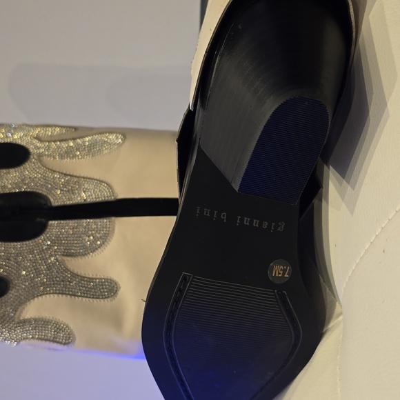 GIANNI BINI Flame Western Rhinestone Fold Over Cowboy Boots Black Conley Two 7.5 - Picture 7 of 8